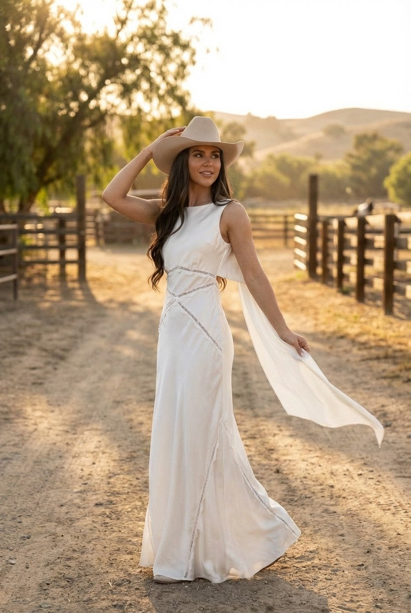 Elowen Satin Lace Inset Maxi Dress