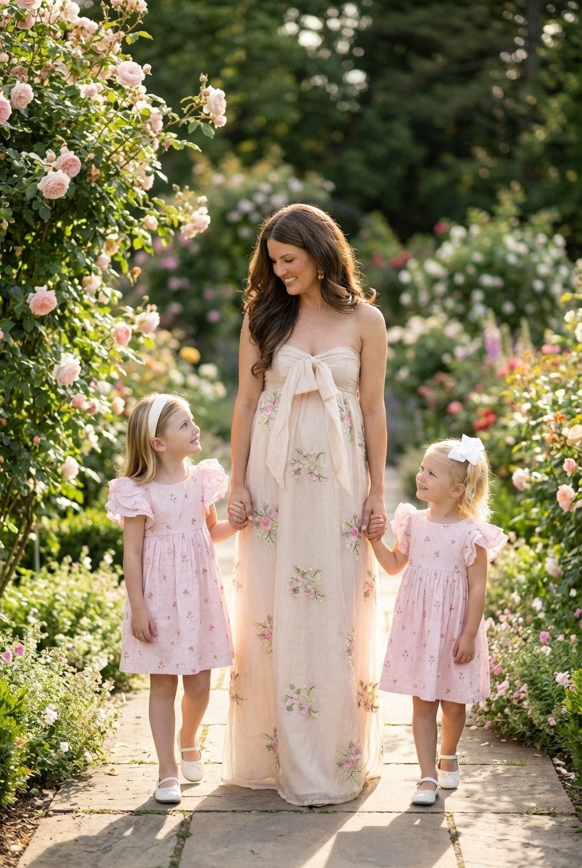 Product Name: Amara Floral Embroidered Strapless Maxi Dress