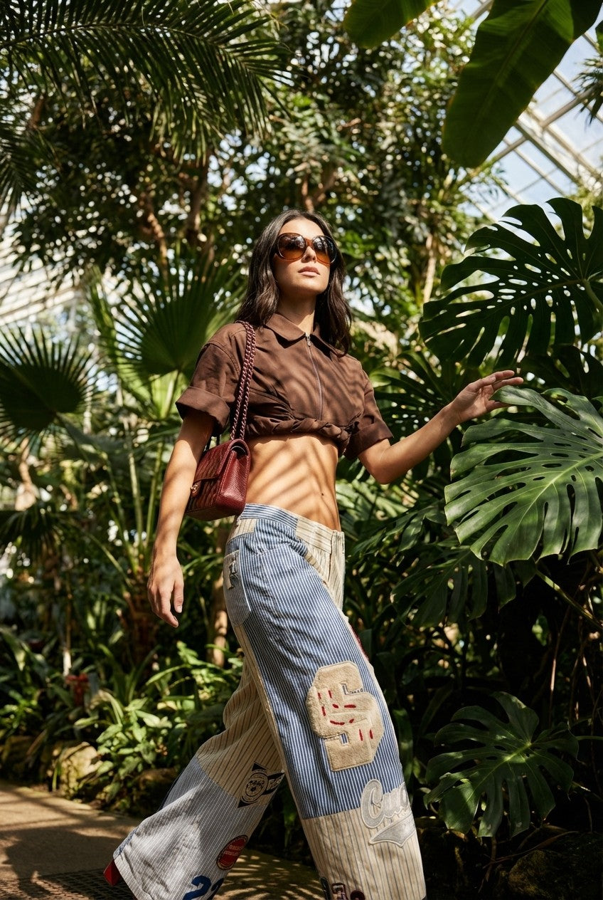 Product Name: Sienna Patchwork Wide-Leg Pants