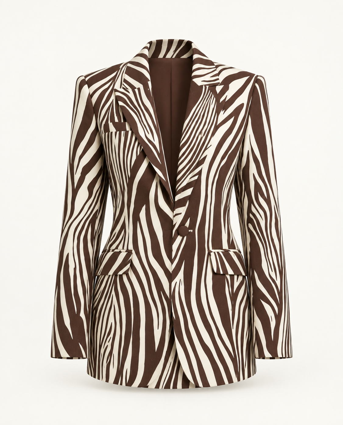 Brown Zebra Print Blazer & Shorts