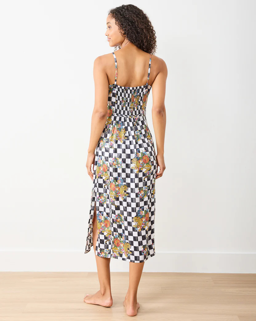 Checkered Leopard Floral Print Pajama Set