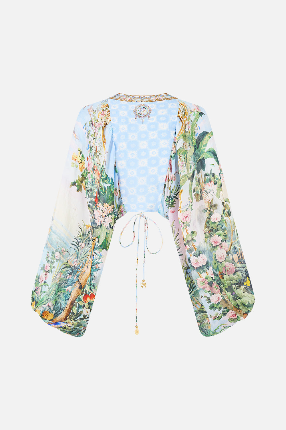 Light Blue Botanical Print Resort Skirt Set