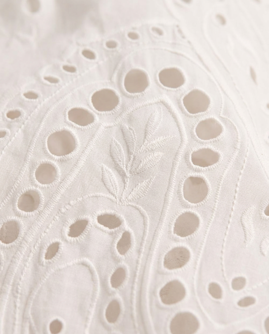 White Soft Embroidered Midi Dress