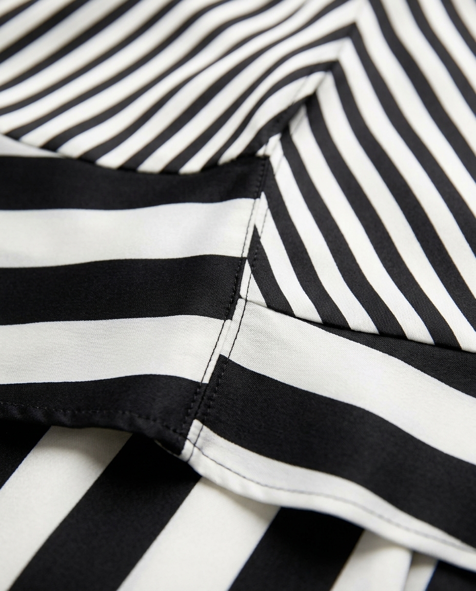 Black Polished Striped Pant Set