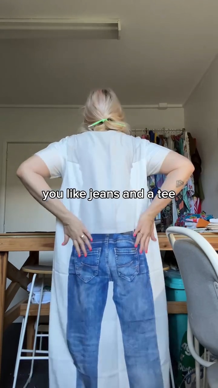 Novelty Denim & T-Shirt Print Kaftan