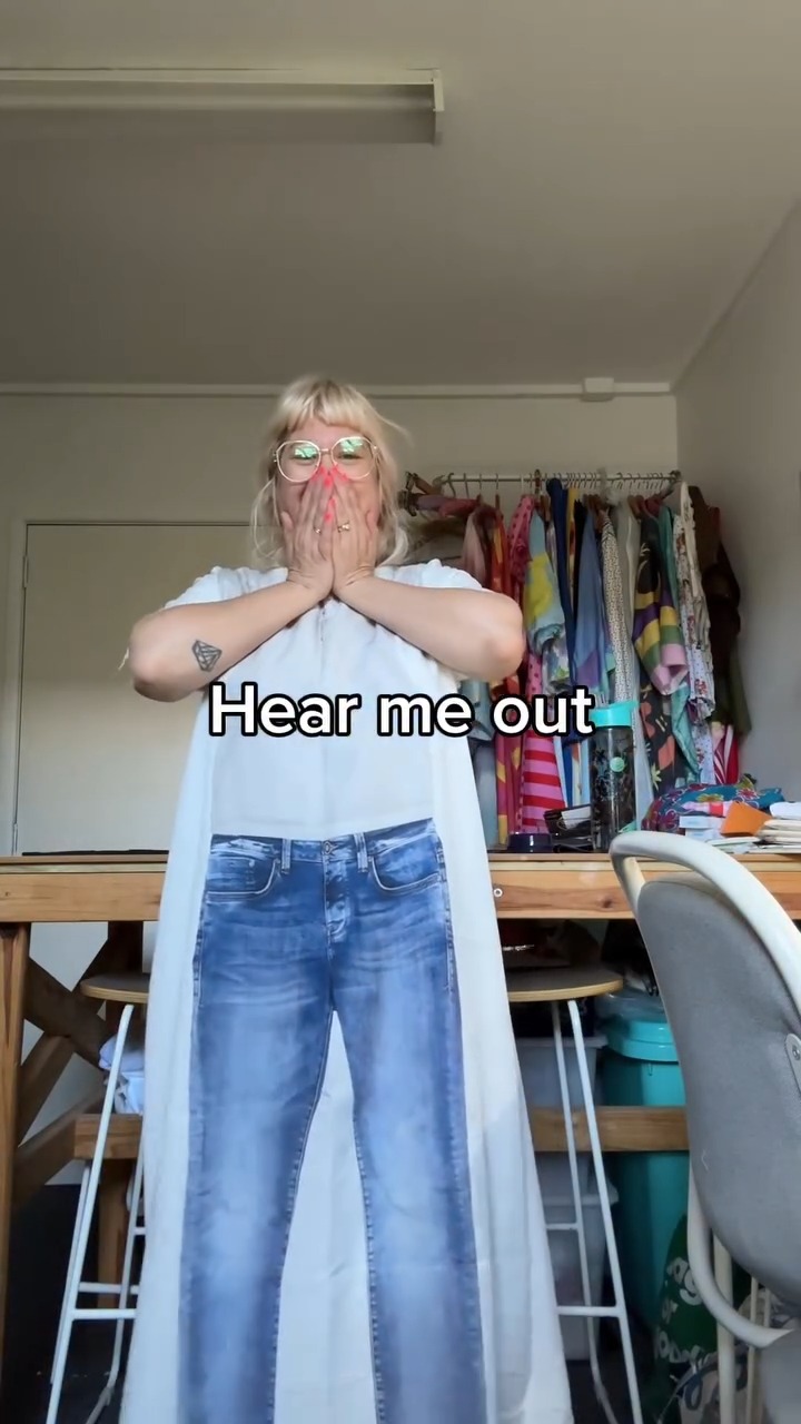 Novelty Denim & T-Shirt Print Kaftan