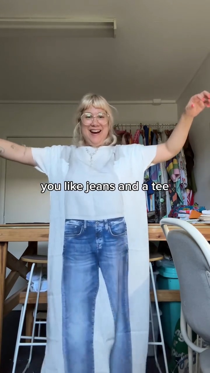 Novelty Denim & T-Shirt Print Kaftan