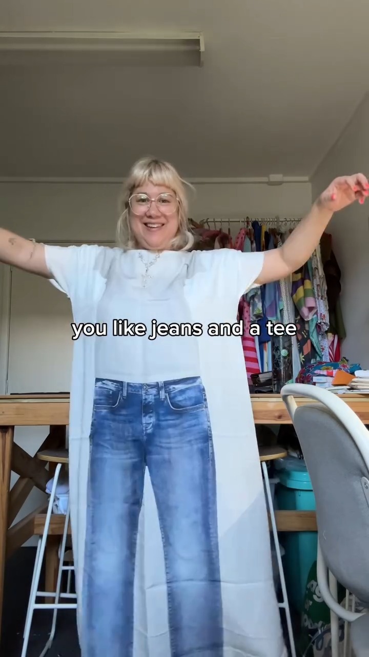 Novelty Denim & T-Shirt Print Kaftan