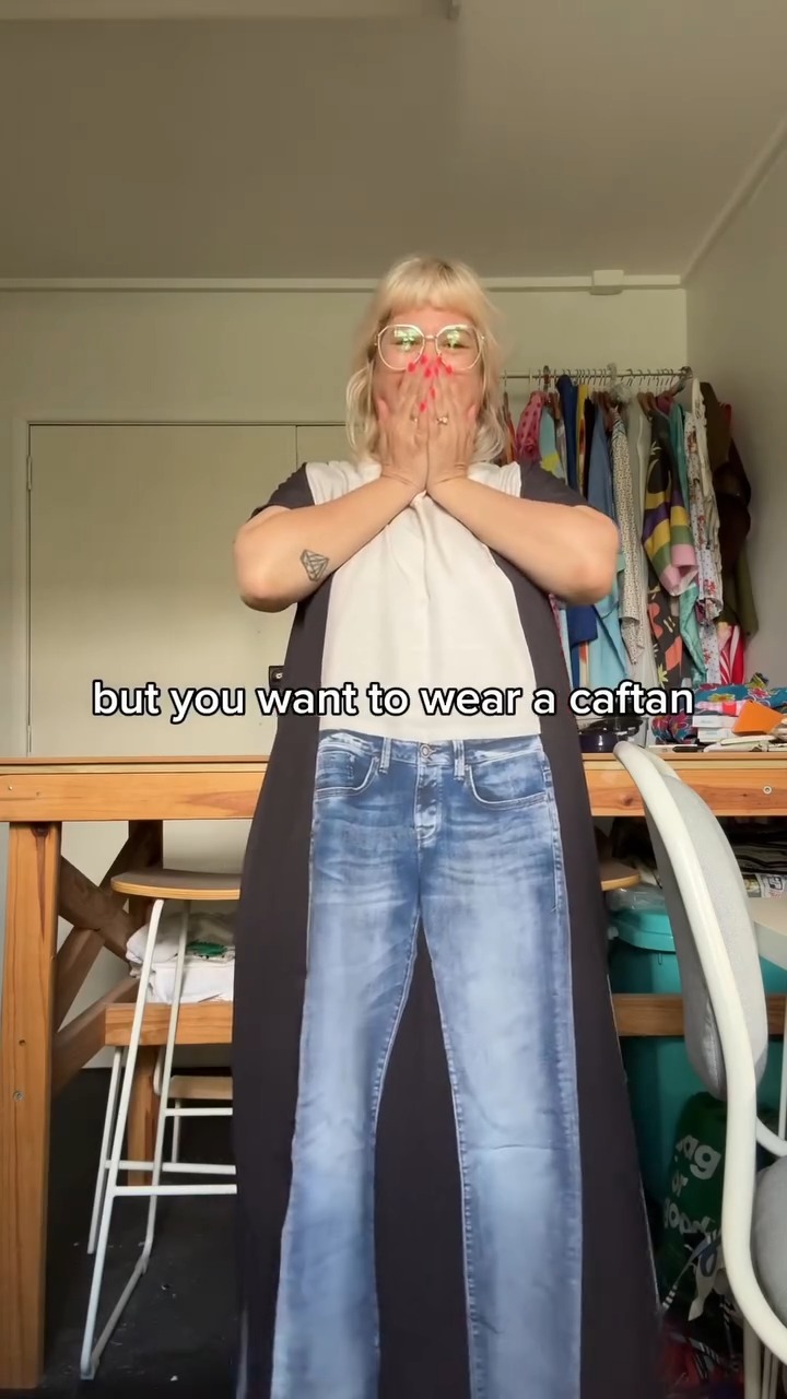 Novelty Denim & T-Shirt Print Kaftan