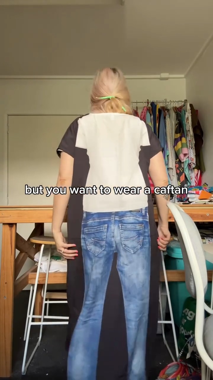 Novelty Denim & T-Shirt Print Kaftan