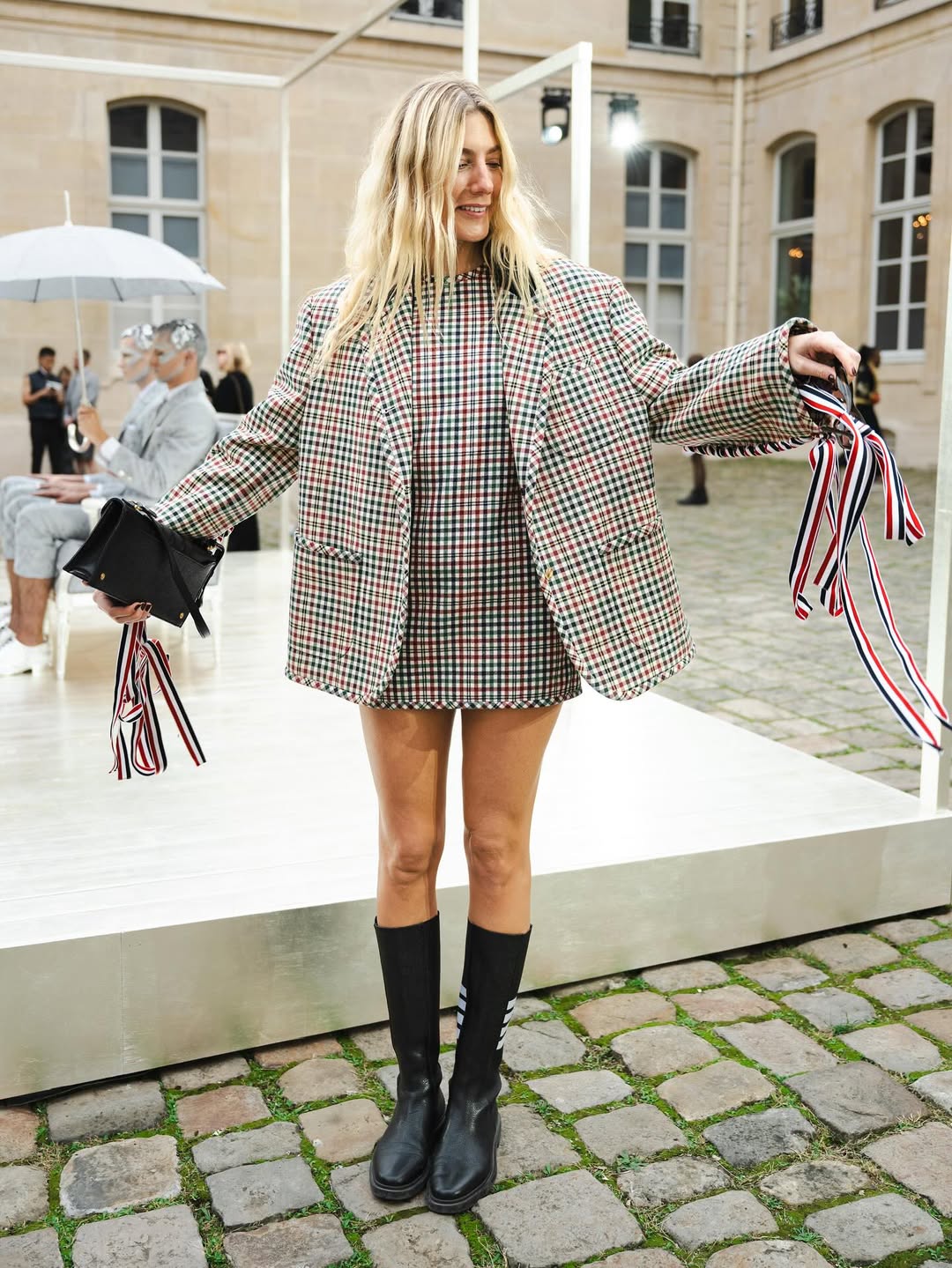 Paris Check Ribbon Blazer