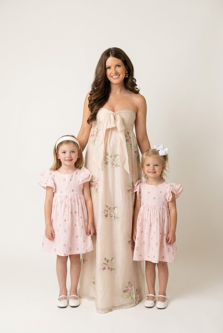 Product Name: Amara Floral Embroidered Strapless Maxi Dress