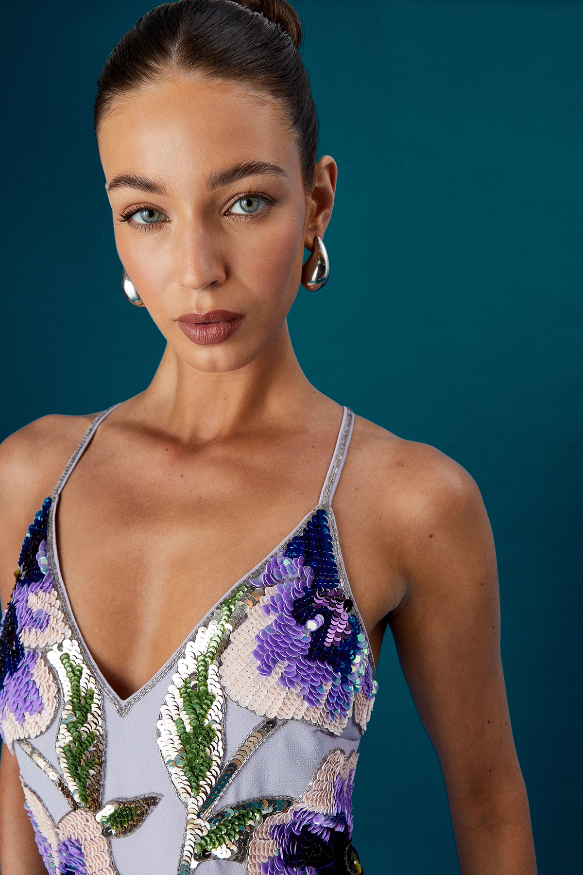 Coast Muse Sequin Strappy Embellished Midi Dress