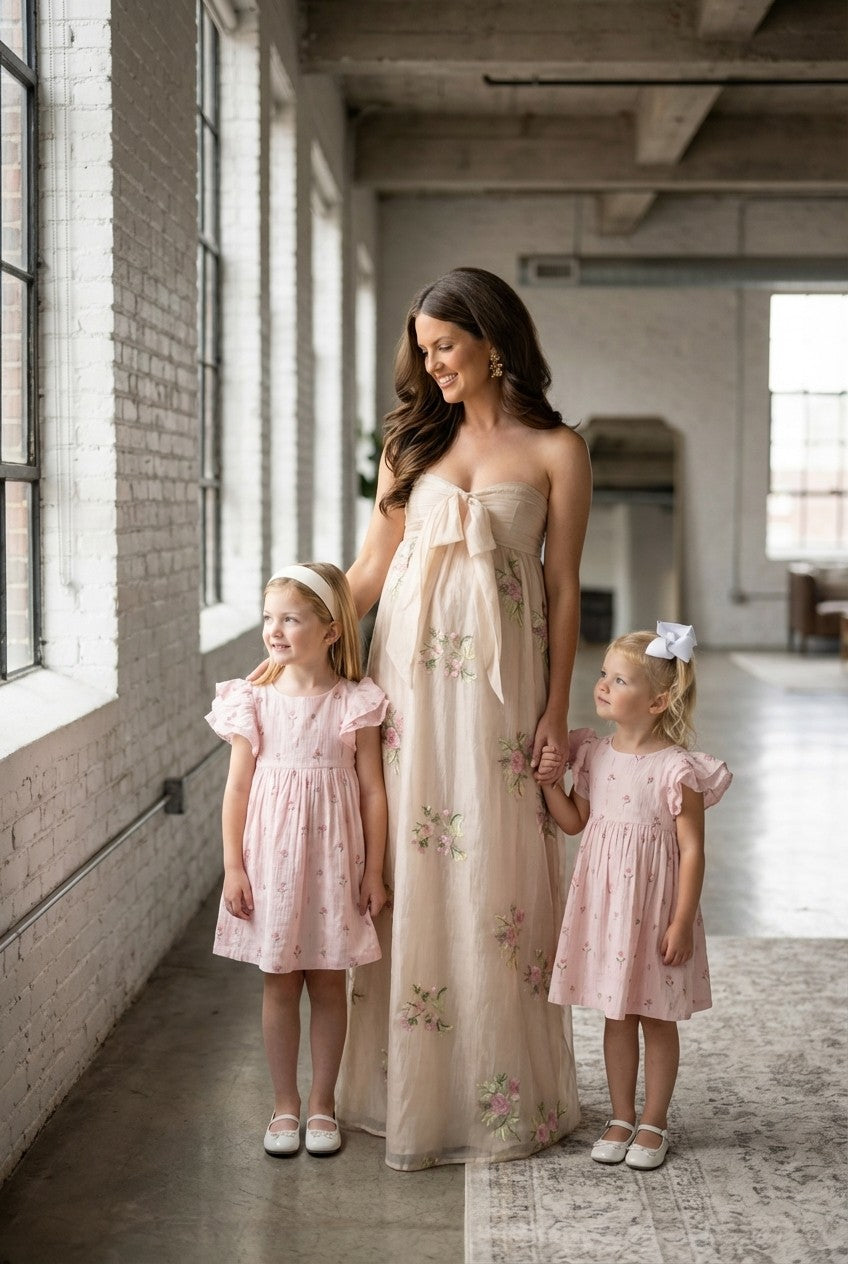 Product Name: Amara Floral Embroidered Strapless Maxi Dress