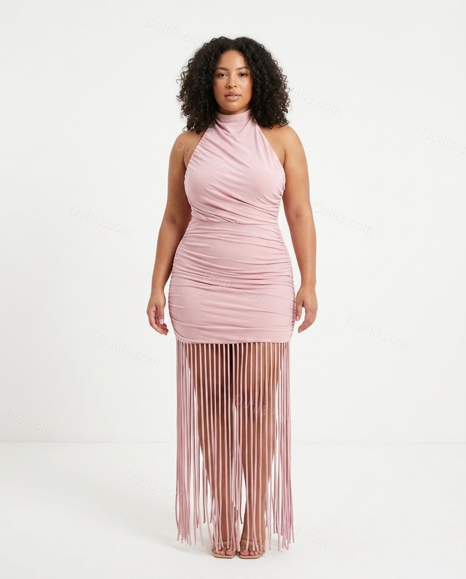 Pink After-Dark Ruched Mini Dress by Dutti3