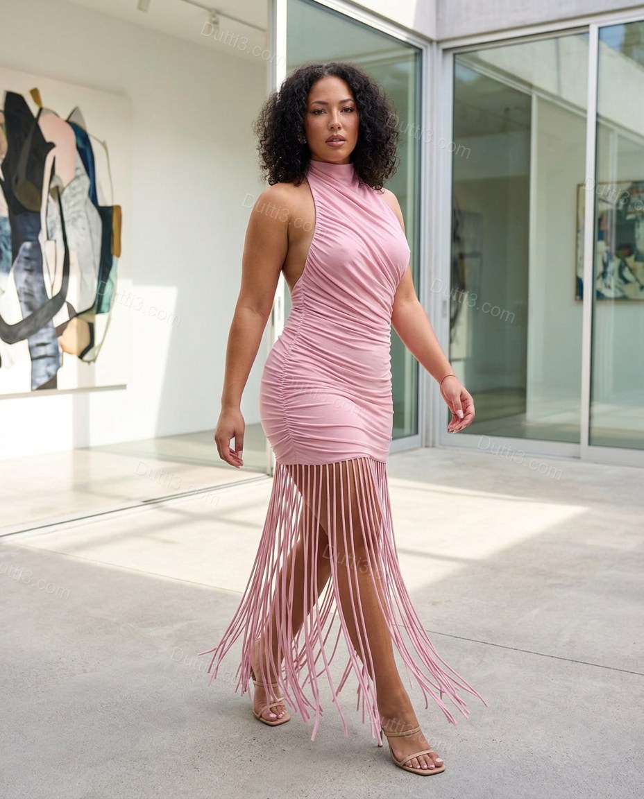 Pink After-Dark Ruched Mini Dress by Dutti3