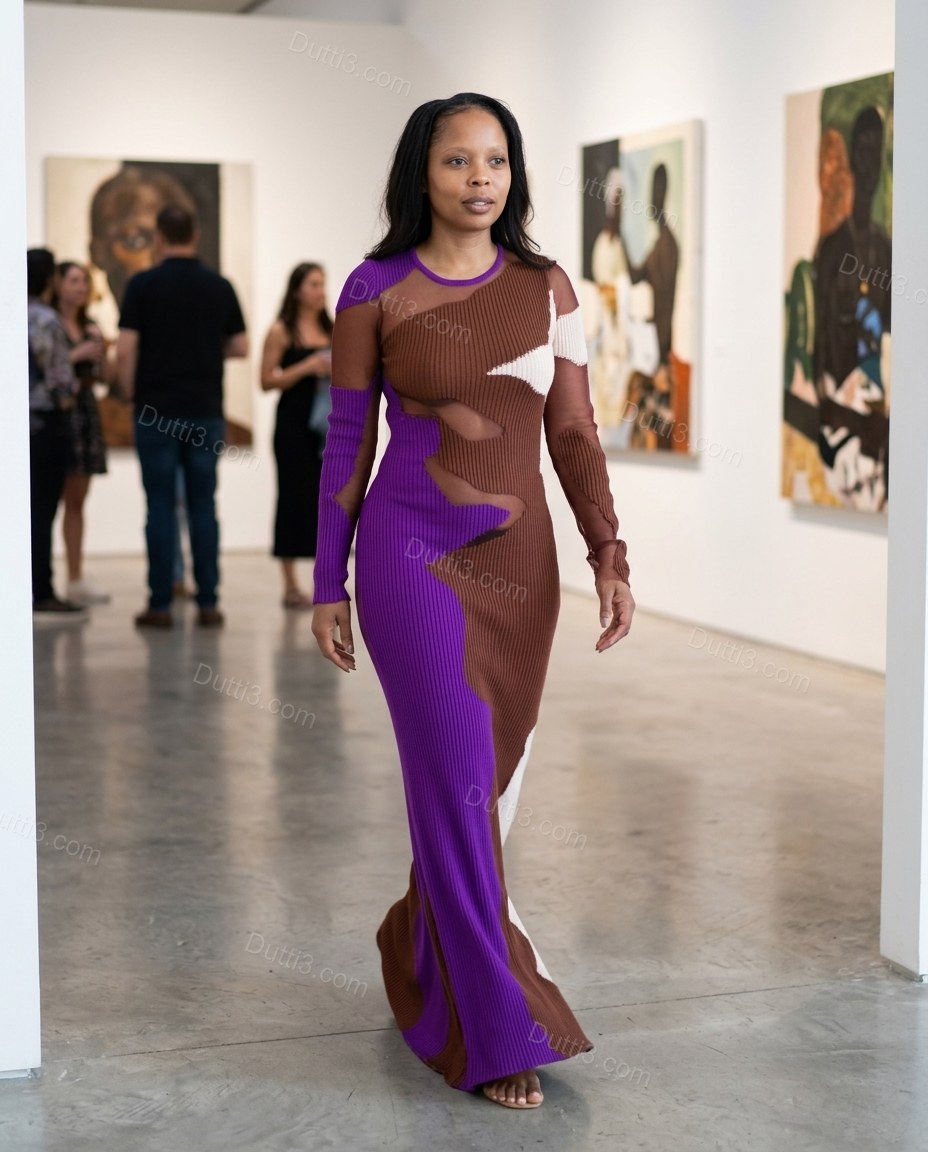 Purple Polished Ribbed Maxi Dress by Dutti3