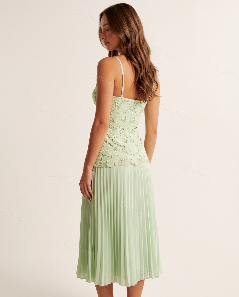 Light Green Soft Lace Maxi Dress by Dutti3