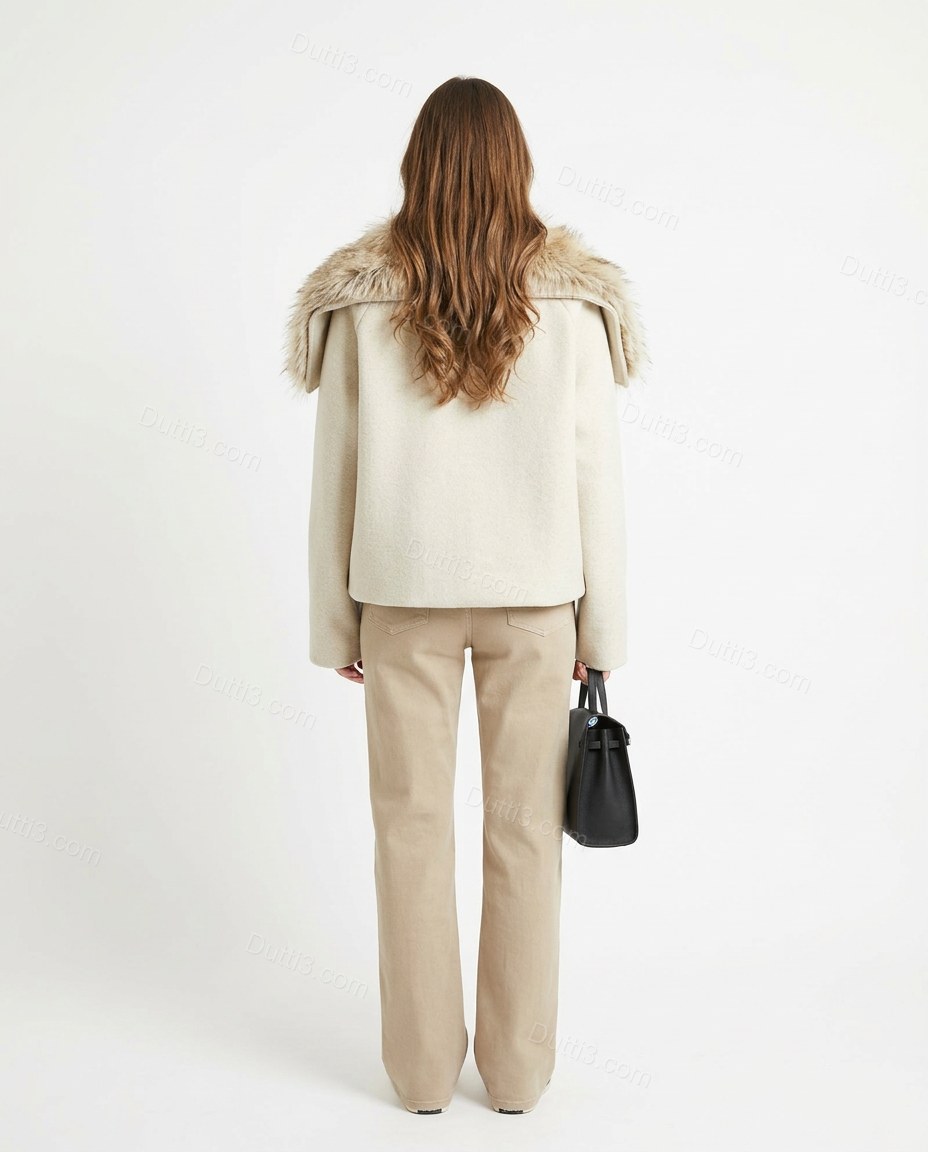 Warm Cream Ivory Jacket, side and back studio view, by Dutti3
