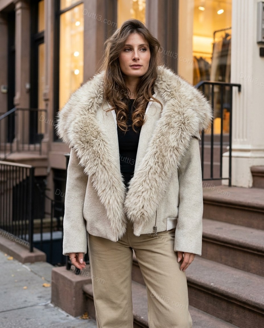 Warm Cream Ivory Jacket, alternate use-case lifestyle view, by Dutti3