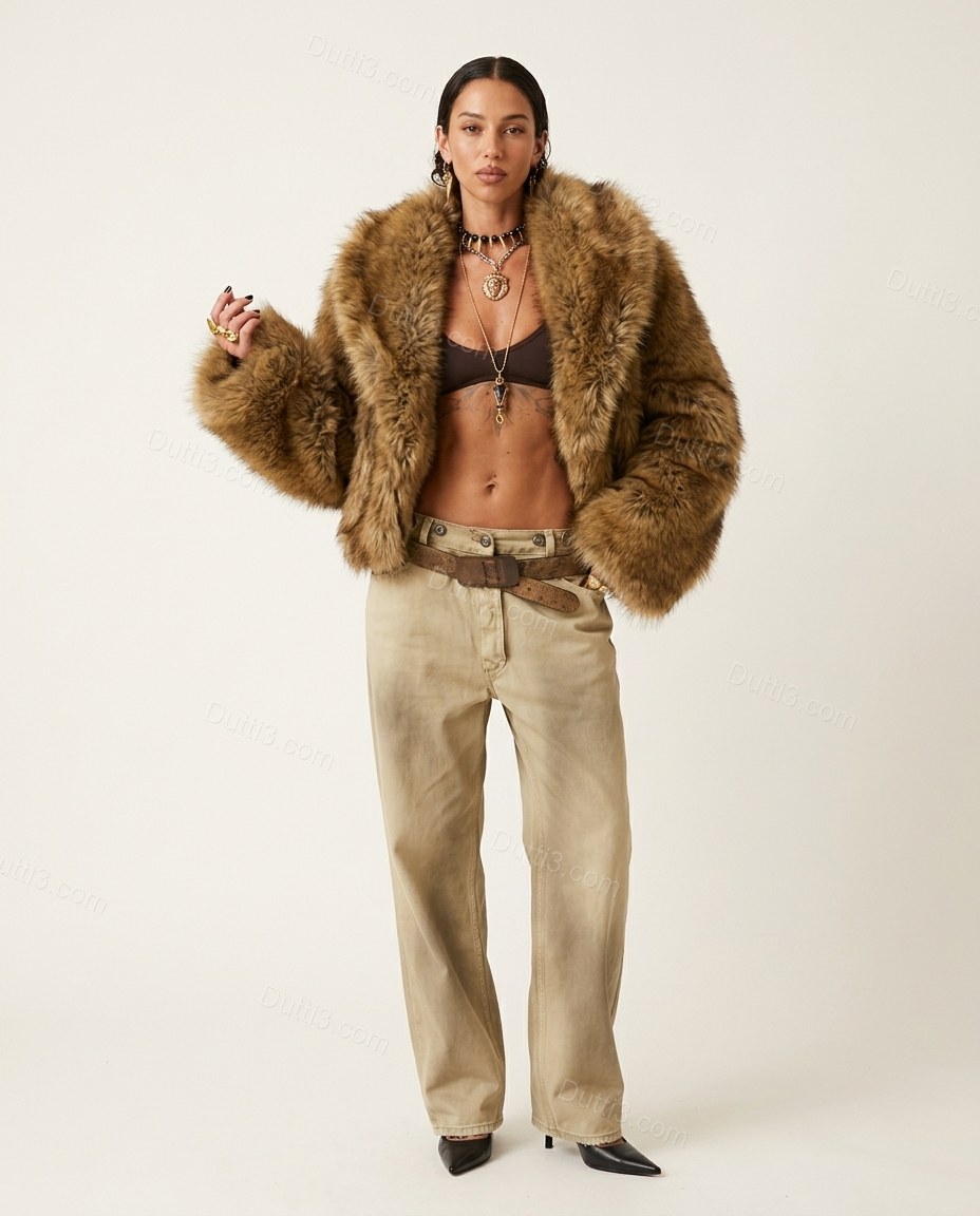 Mottled Warm Brown and Tan Jacket, front studio view, by Dutti3