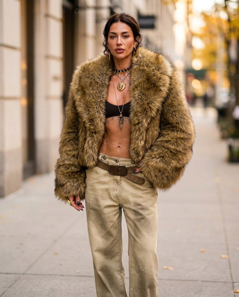 Mottled Warm Brown and Tan Jacket, full-length hero view, by Dutti3