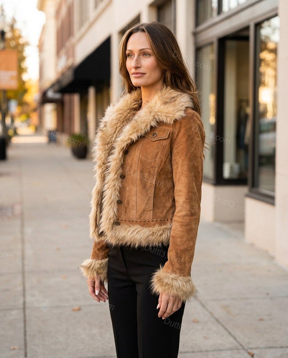 Brown Faux-Fur Jacket, alternate use-case lifestyle view, by Dutti3