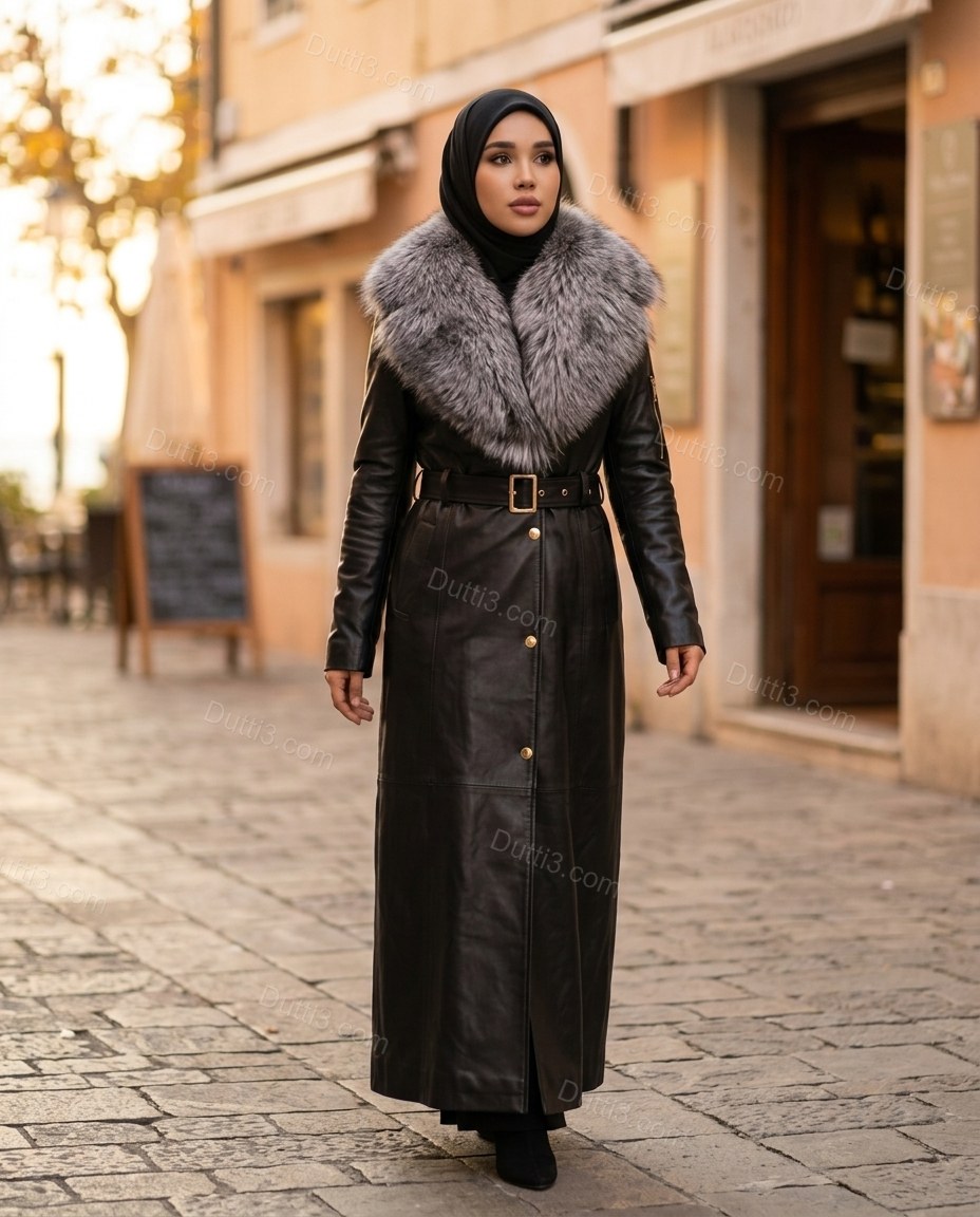 Black Coat, movement and fit lifestyle view, by Dutti3