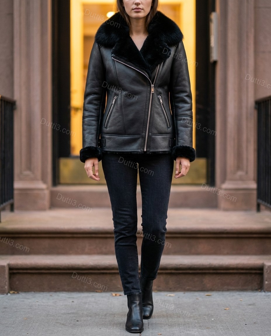 Black Jacket, three-quarter brand lifestyle view, by Dutti3