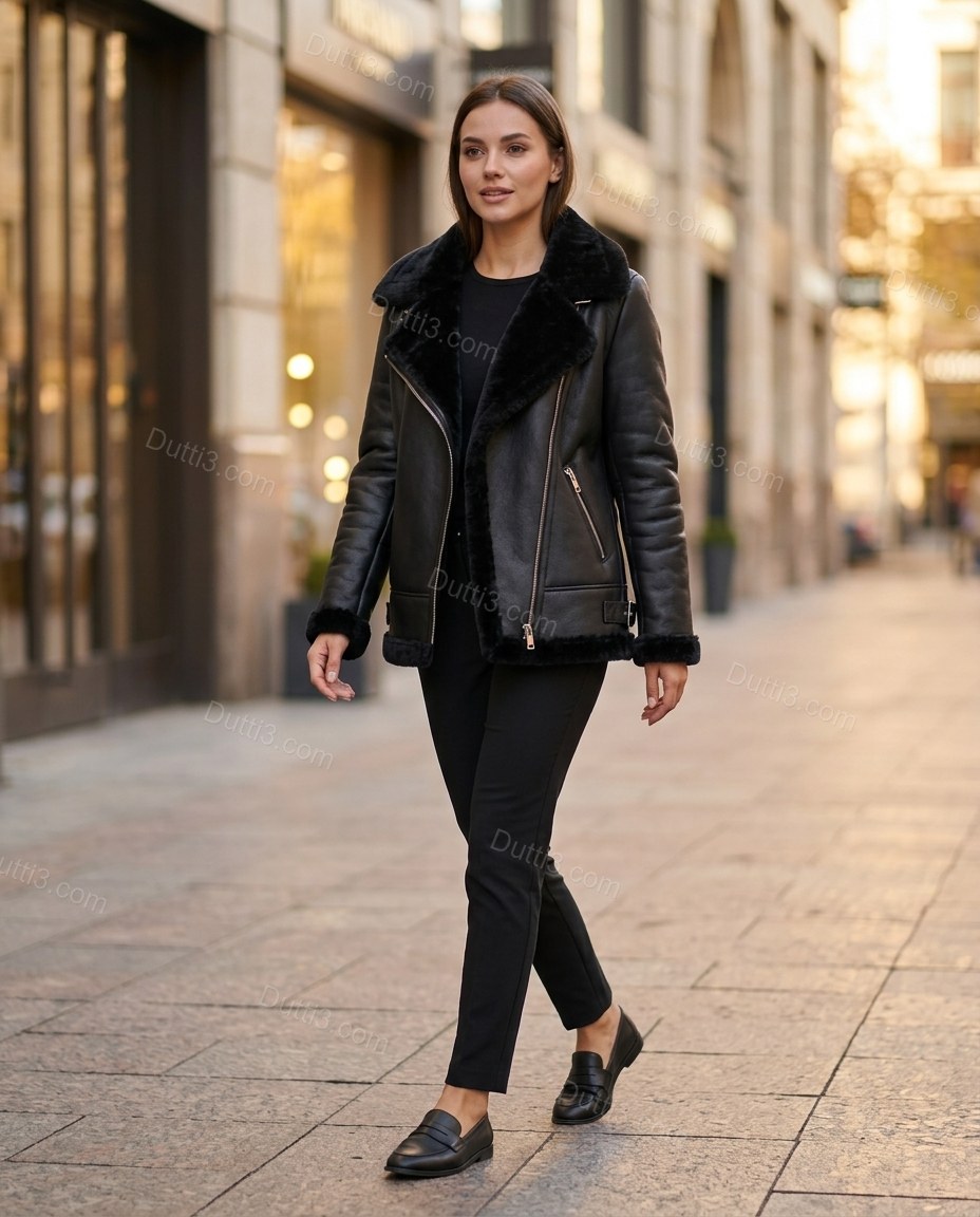 Black Jacket, movement and fit lifestyle view, by Dutti3