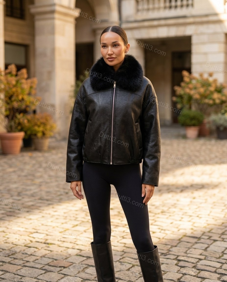 Black Jacket, three-quarter brand lifestyle view, by Dutti3