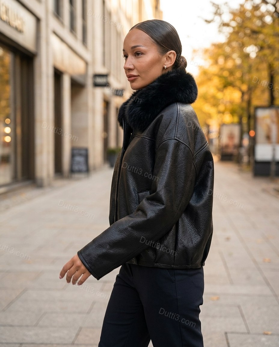 Black Jacket, walking lifestyle view, by Dutti3
