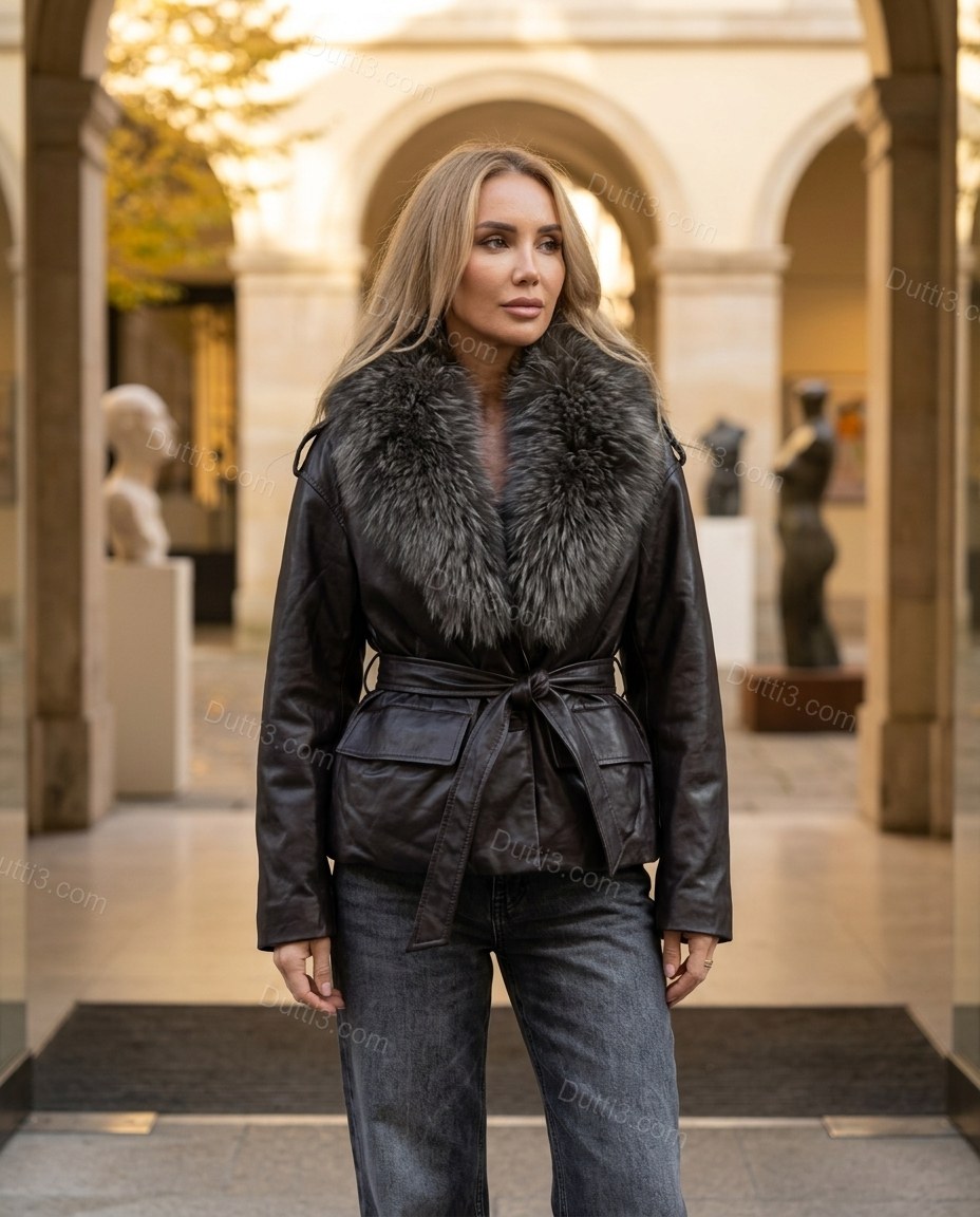 Dark Brown Jacket, three-quarter brand lifestyle view, by Dutti3