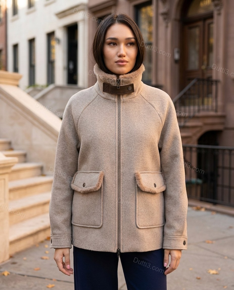 Light Warm Grey Taupe Jacket, alternate use-case lifestyle view, by Dutti3