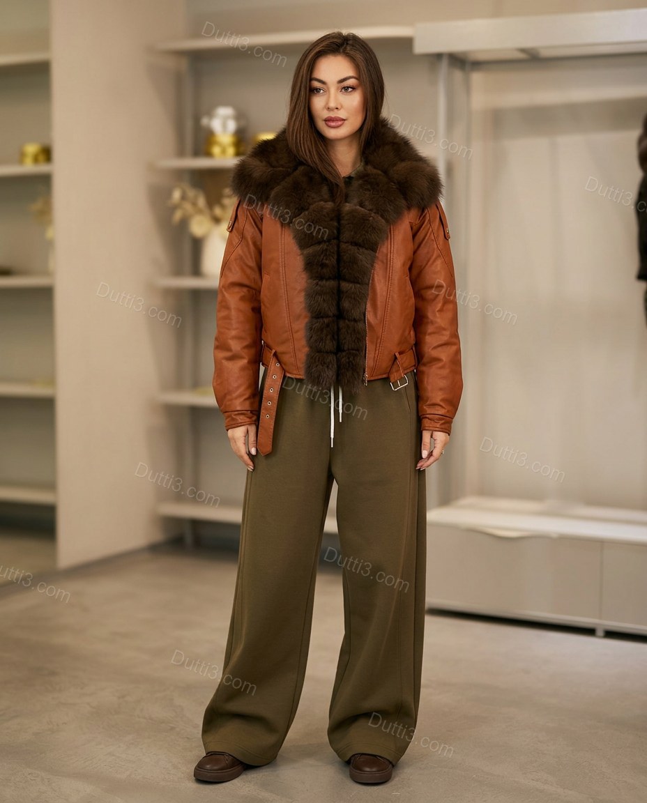 Rust Cognac Brown Jacket, full-length hero view, by Dutti3
