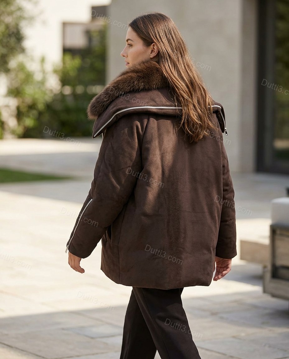 Dark Brown Faux-Fur Coat, alternate use-case lifestyle view, by Dutti3