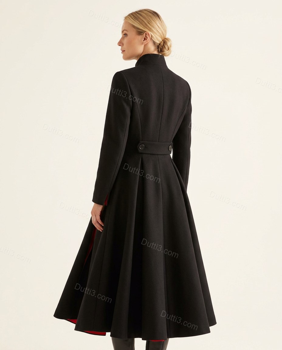 Black Pleated Coat, back studio view, by Dutti3