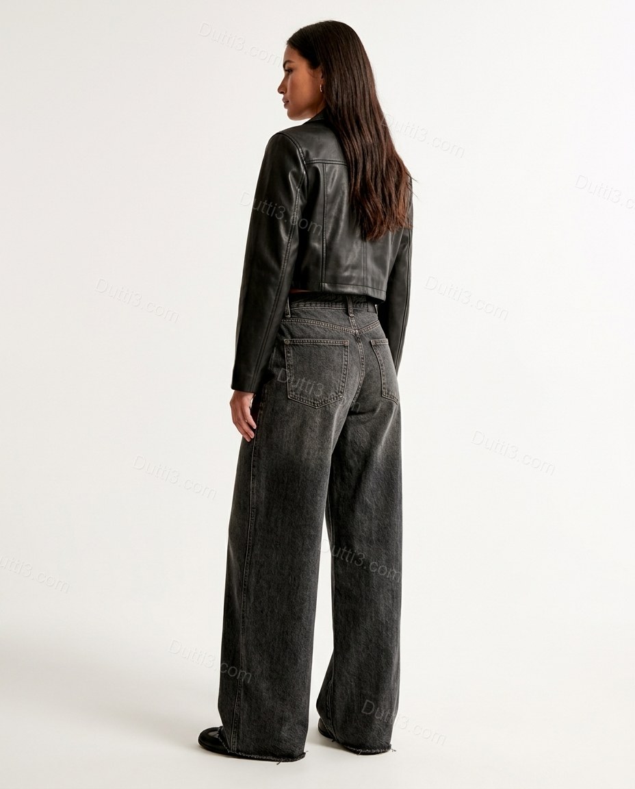 Dark Blue Denim Pants, back studio view, by Dutti3