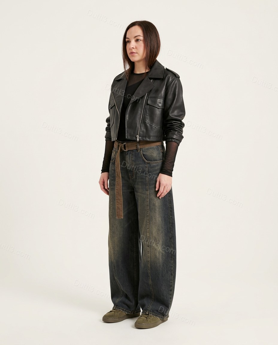 Dark Blue Denim Pants, front studio view, by Dutti3