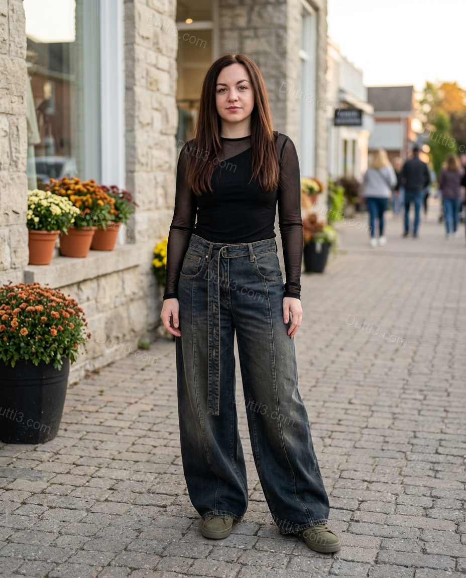 Dark Blue Denim Pants, alternate use-case lifestyle view, by Dutti3