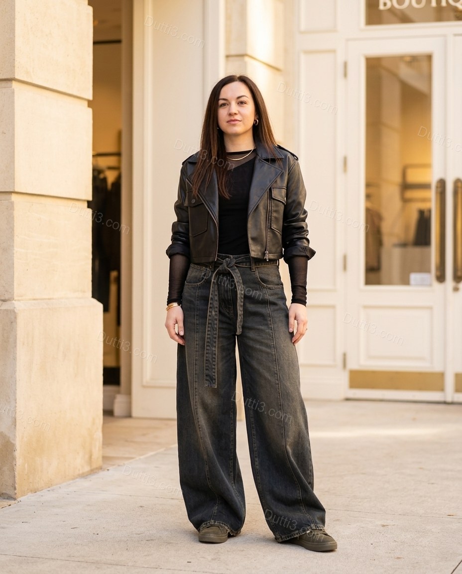Dark Blue Denim Pants, full-length hero view, by Dutti3