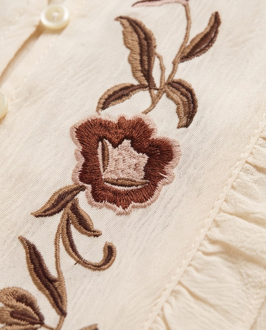 Cream Elevated Floral Embroidered Jacket by Dutti3