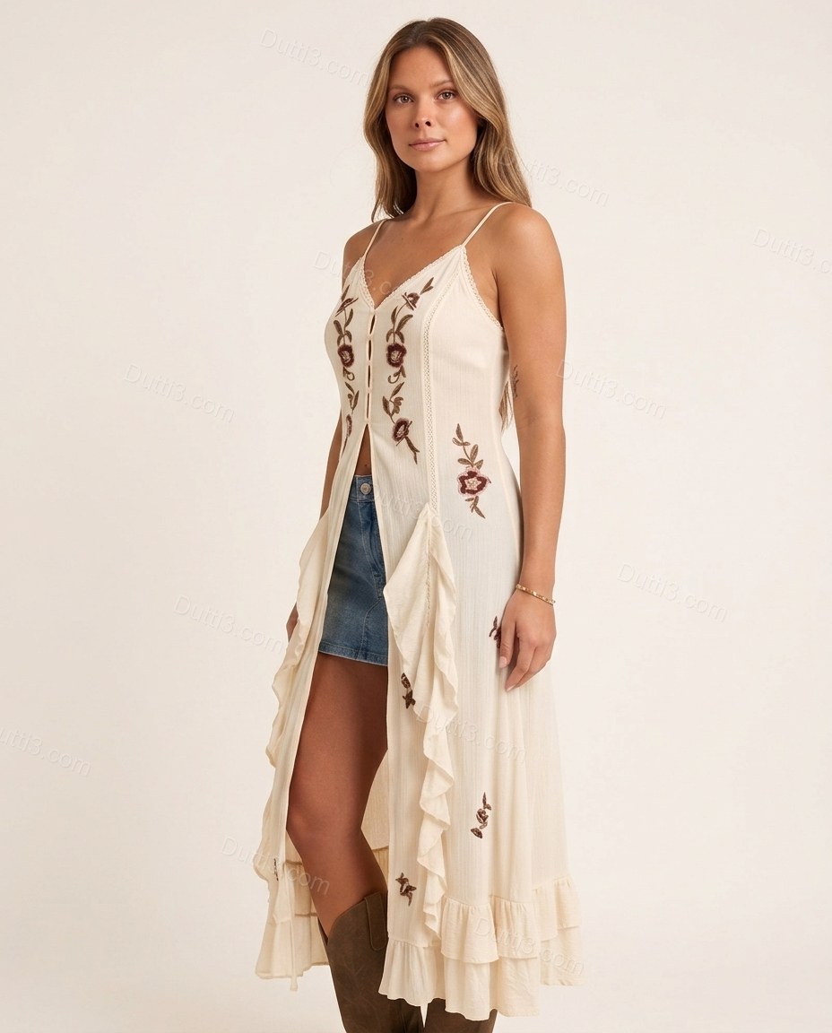 Cream Elevated Floral Embroidered Jacket by Dutti3