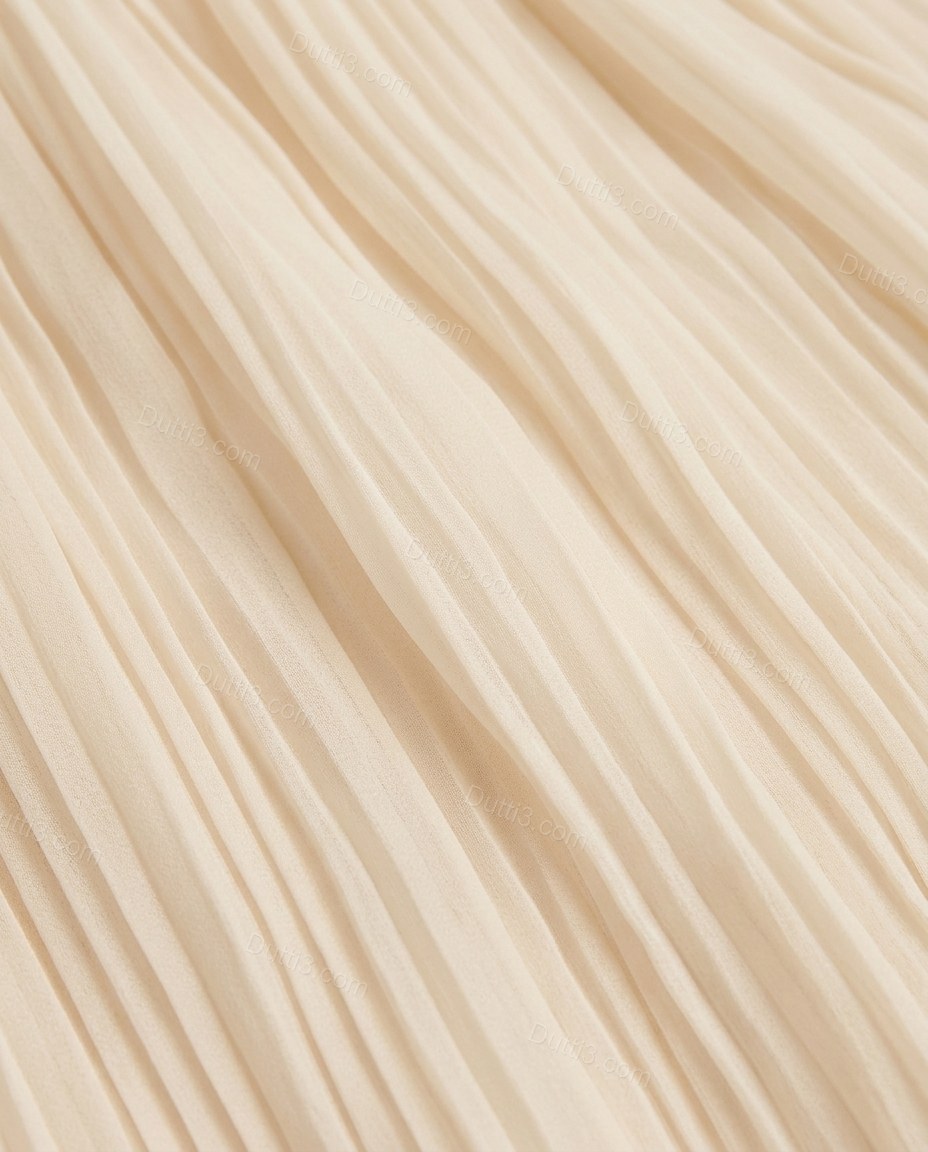 Cream Sunlit Pleated Mini Dress Cream Mini Dress with Relaxed Fit silhouette and Textured texture, additional styling view for Day-to-Night, an early-evening outing, Fall late-summer dinners, city weekends, and early-fall plans, US East / Hamptons Elite by Dutti3