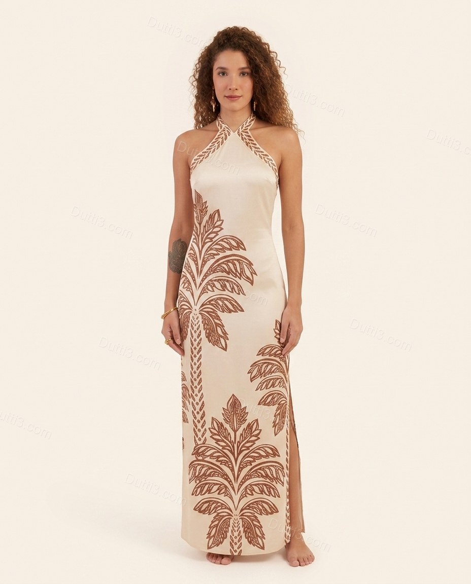 Cream Elevated Floral Maxi Dress by Dutti3