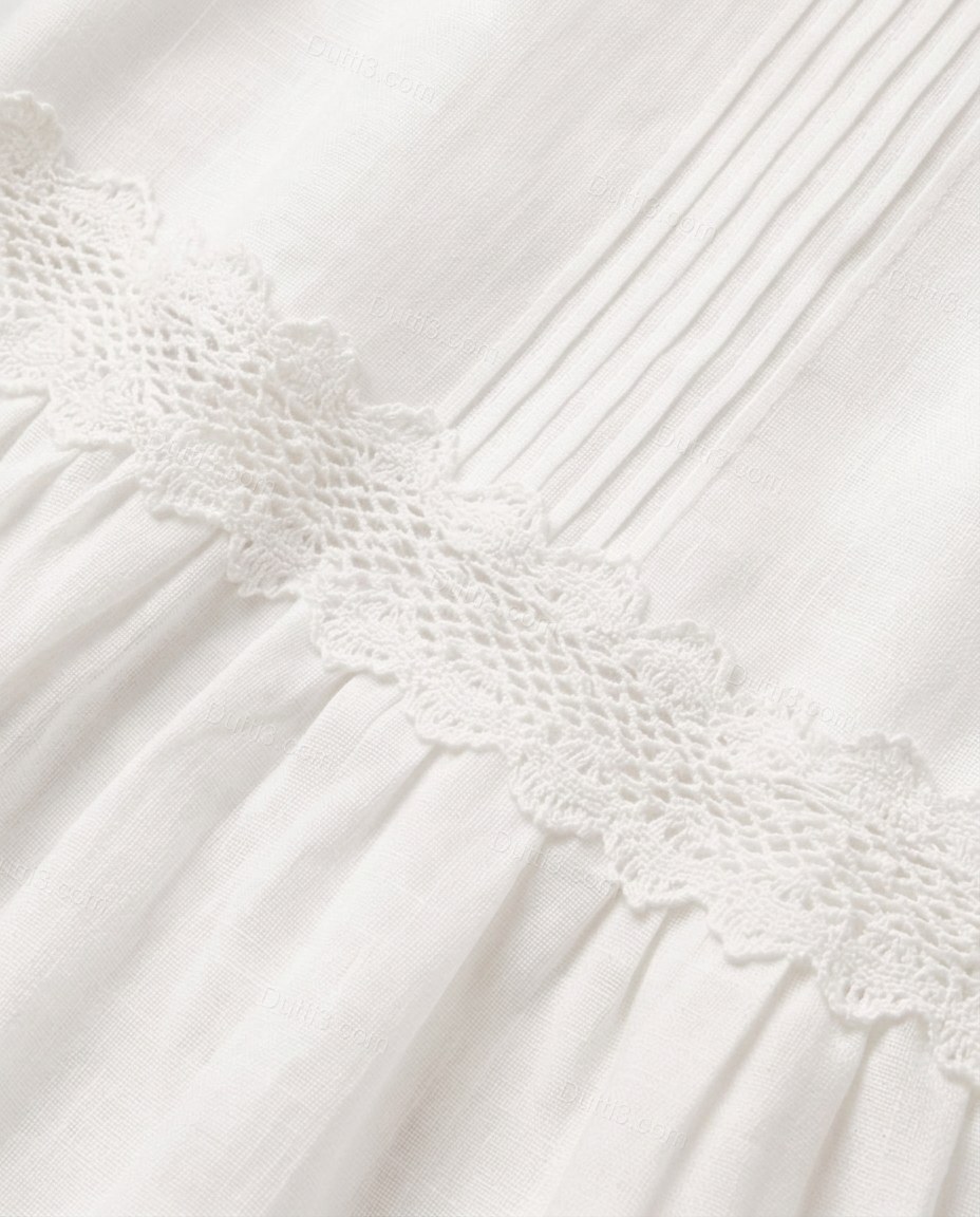 White Soft Lace Mini Dress by Dutti3