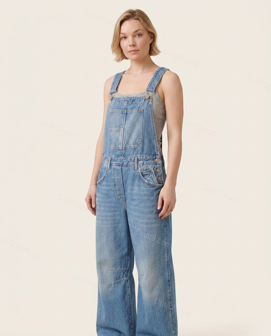 Blue Effortless Denim Wide-Leg Jumpsuit by Dutti3