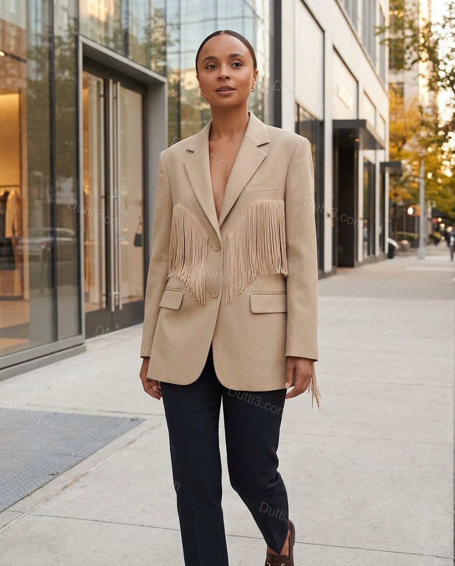 Beige Elevated Linen Blazer by Dutti3