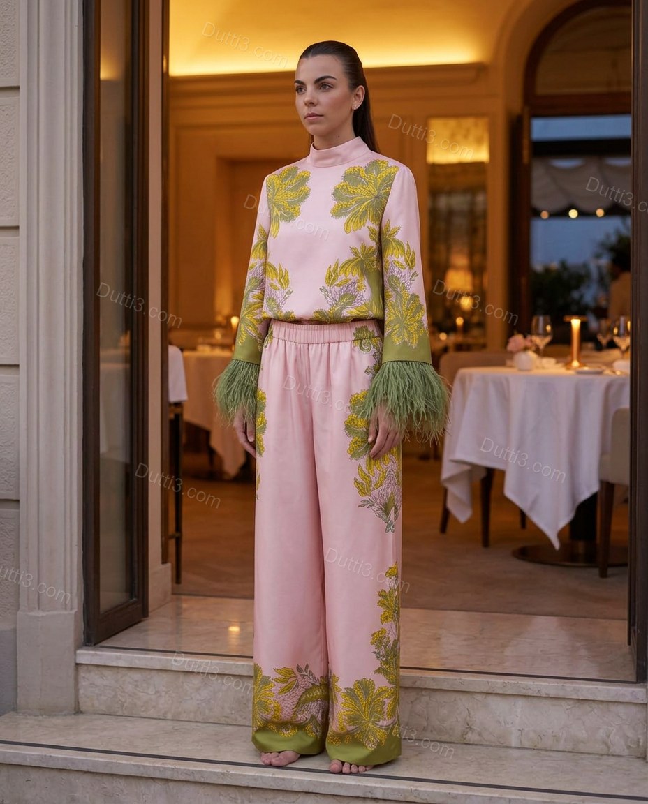 Pink Sleek Floral Pant Set by Dutti3