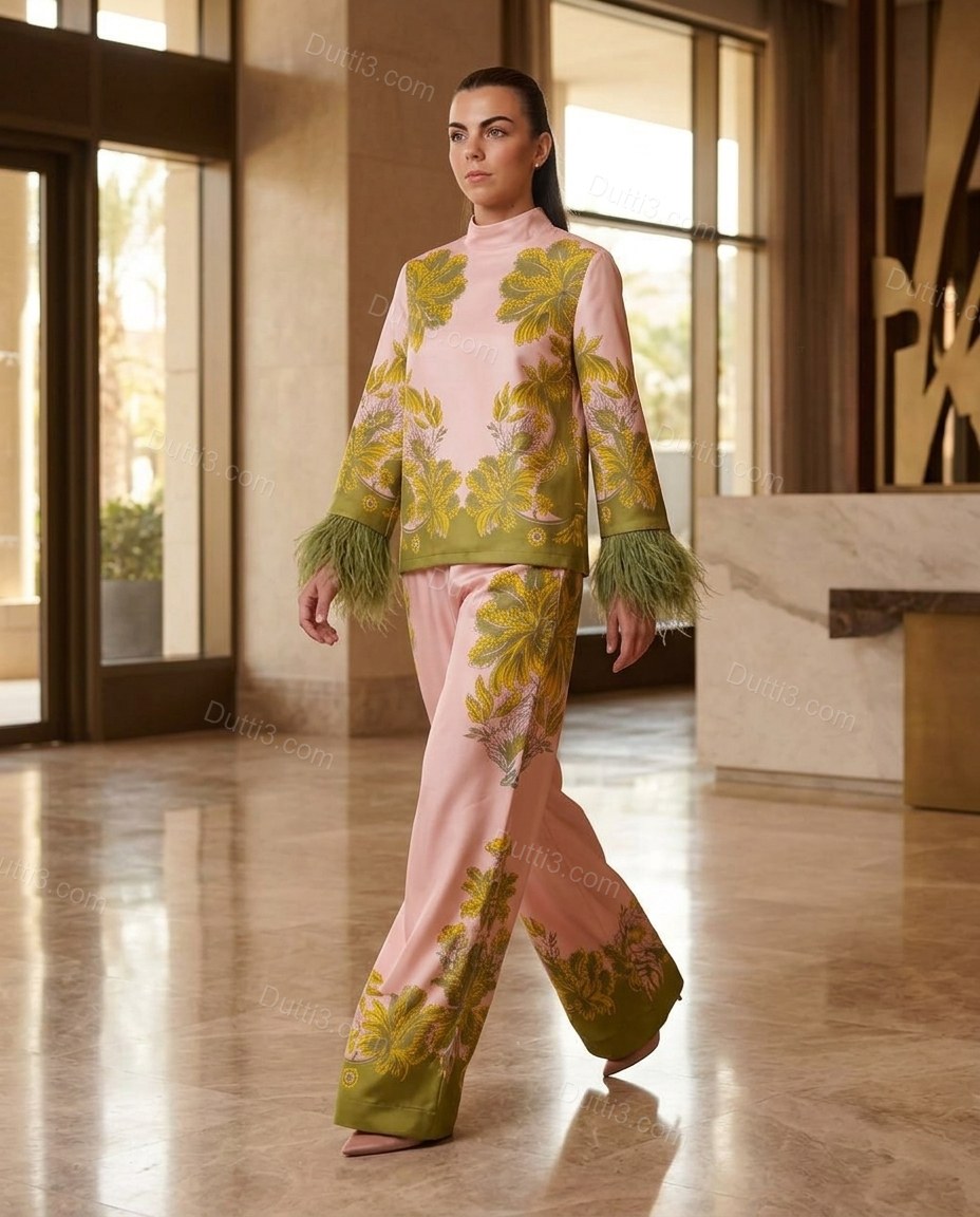 Pink Sleek Floral Pant Set by Dutti3